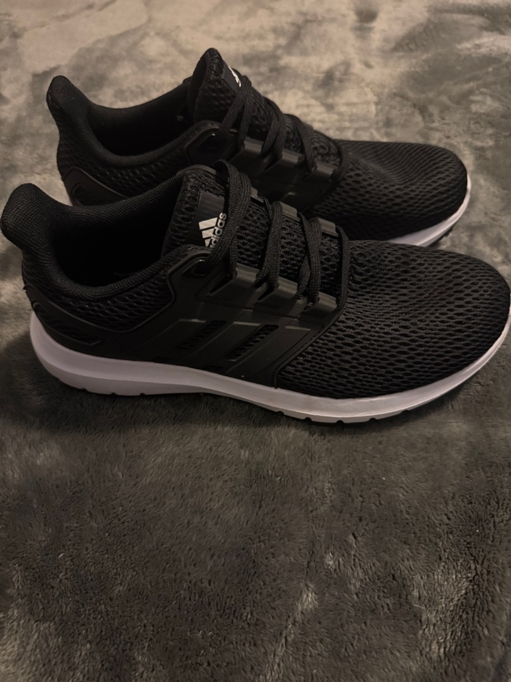 Adidas Black Knit Sneakers with White Soles Size 7